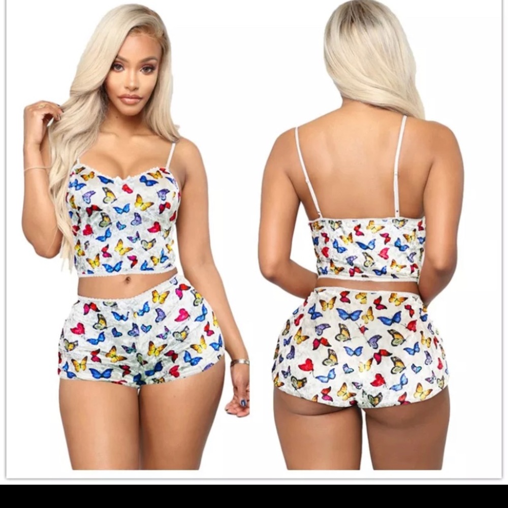 Shorts crop top set outfit two piece